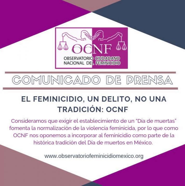 Dice NO Observatorio Nacional de Feminicidios a tener un «Día de Muertas»