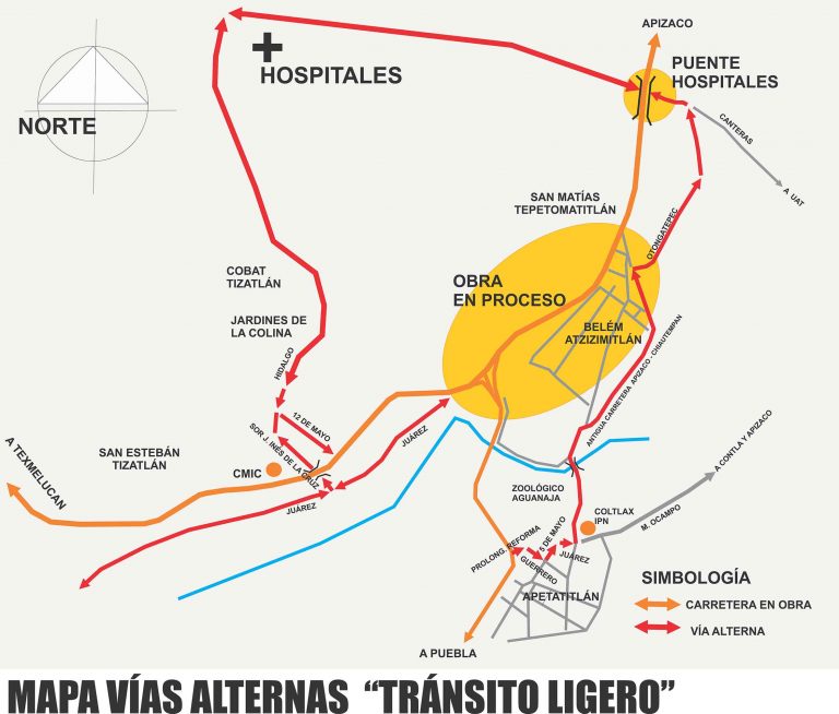 Estas son las rutas alternas por trabajos en carretera Tlaxcala-Apizaco