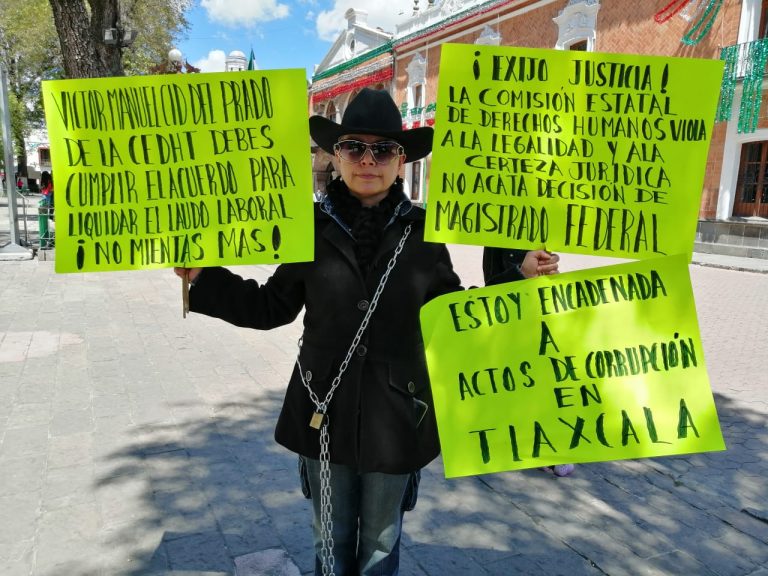 «Estoy encadenada a actos de corrupción en Tlaxcala», Griselda Gracia exige que CEDH pague laudo laboral