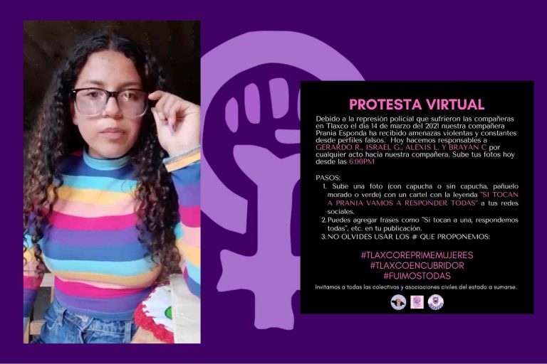 Prania Esponda-Tlaxcala-Protesta virtual-feministas-amenazas de muerte-Tlaxco