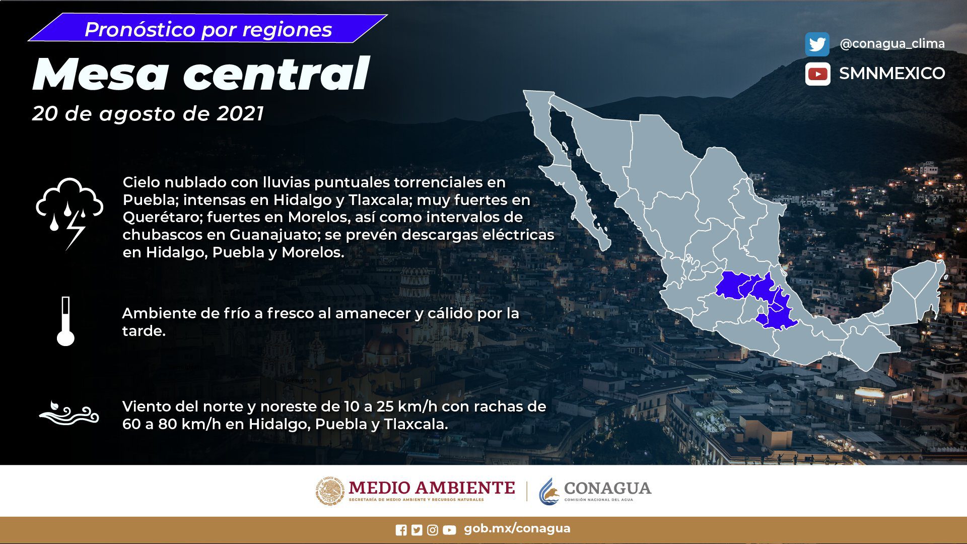 ¿Cómo afectaría el paso del huracán Grace a Tlaxcala? 1 Clima-Grace-Tlaxcala