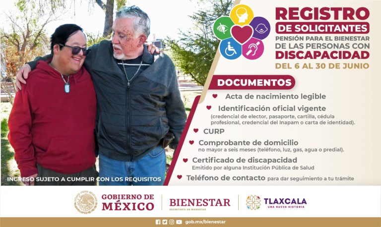 Personas con Discapacidad Permanente en Tlaxcala pueden obtener así pensión del bienestar