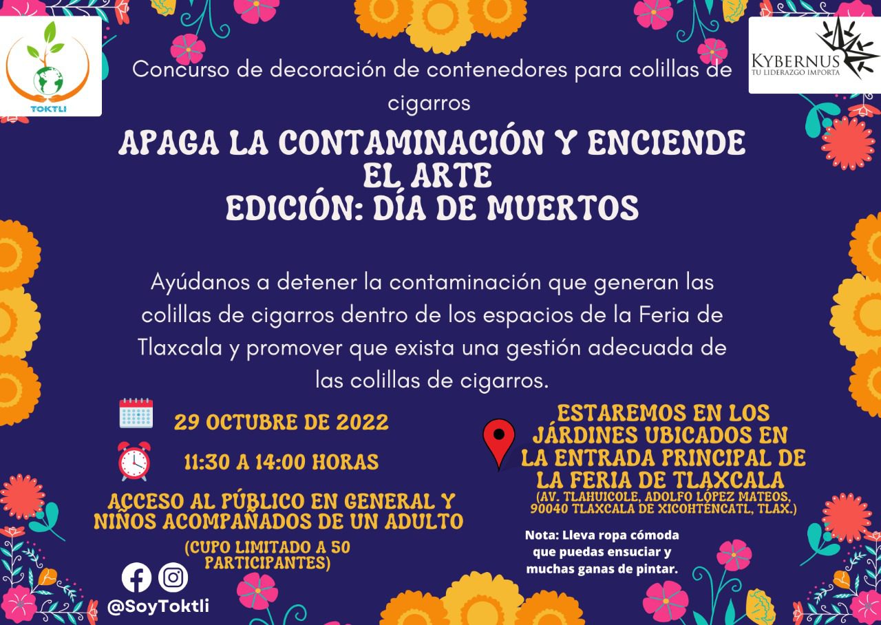 colillas-de-cigarro-contaminación-toktli-kybernus-tlaxcala-feria