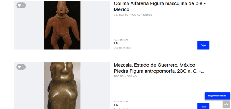 Patrimonio arqueológico de México es subastado en línea; no es la 1era vez