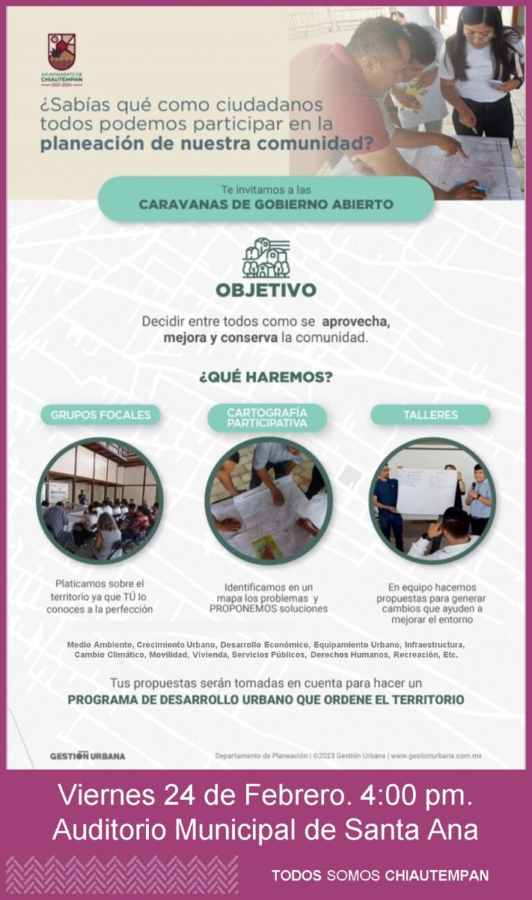 Invita Chiautempan a participar en la Caravana de Gobierno Abierto