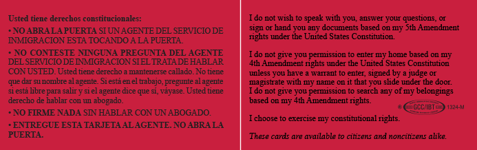Defiéndete de ICE, descarga aquí la tarjeta roja para migrantes 1 tarjeta roja