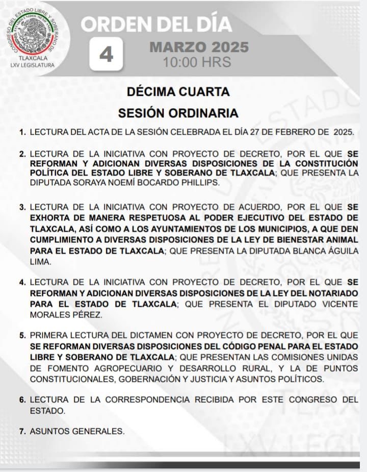 Iniciativas en el Congreso de Tlaxcala