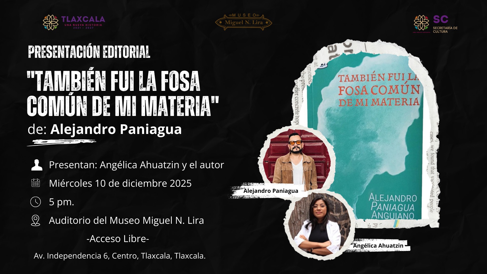 Alejandro Paniagua presentará "También fui la fosa común de mi materia"
