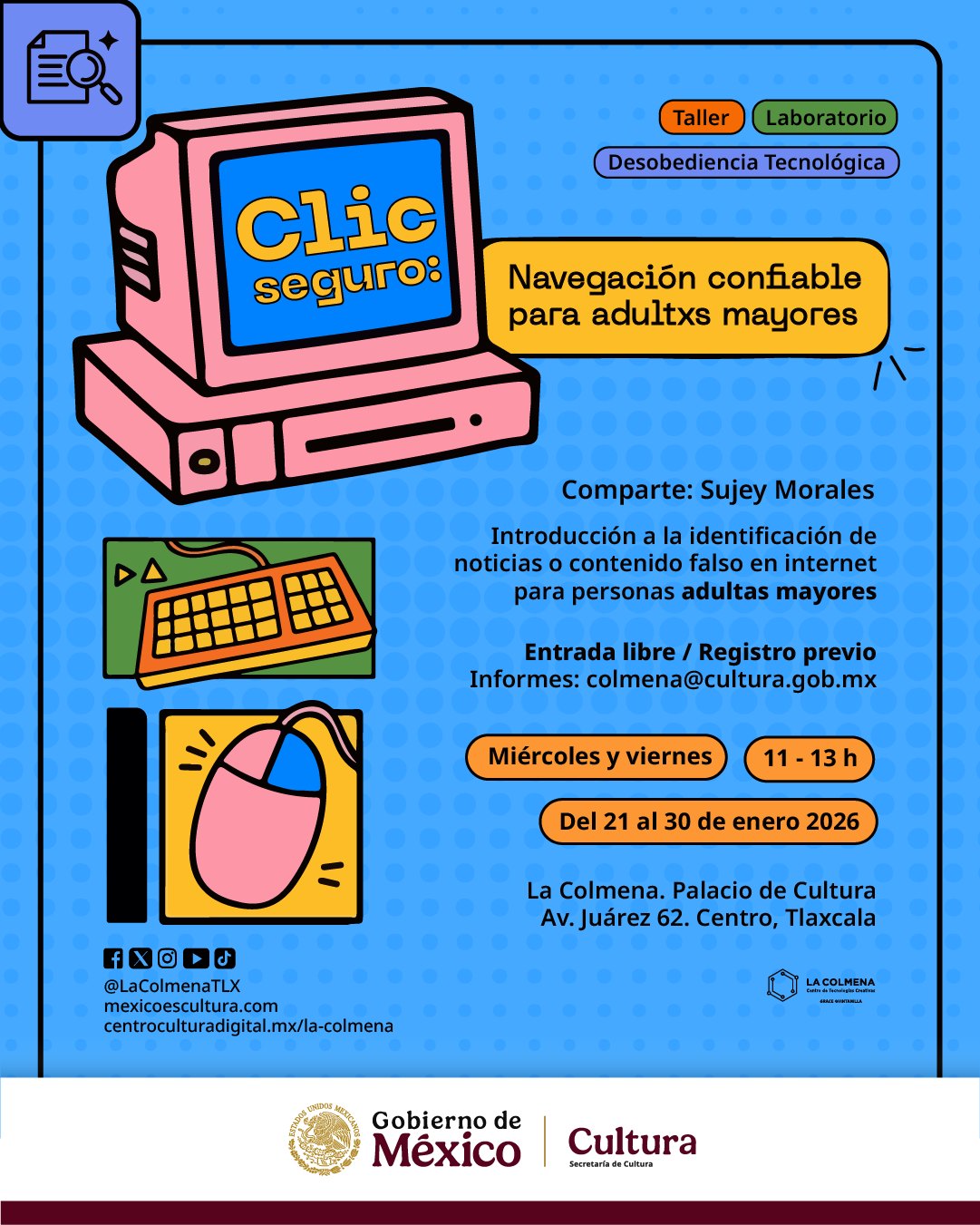 “Clic seguro”: taller para que personas adultas mayores naveguen internet sin caer en noticias falsas