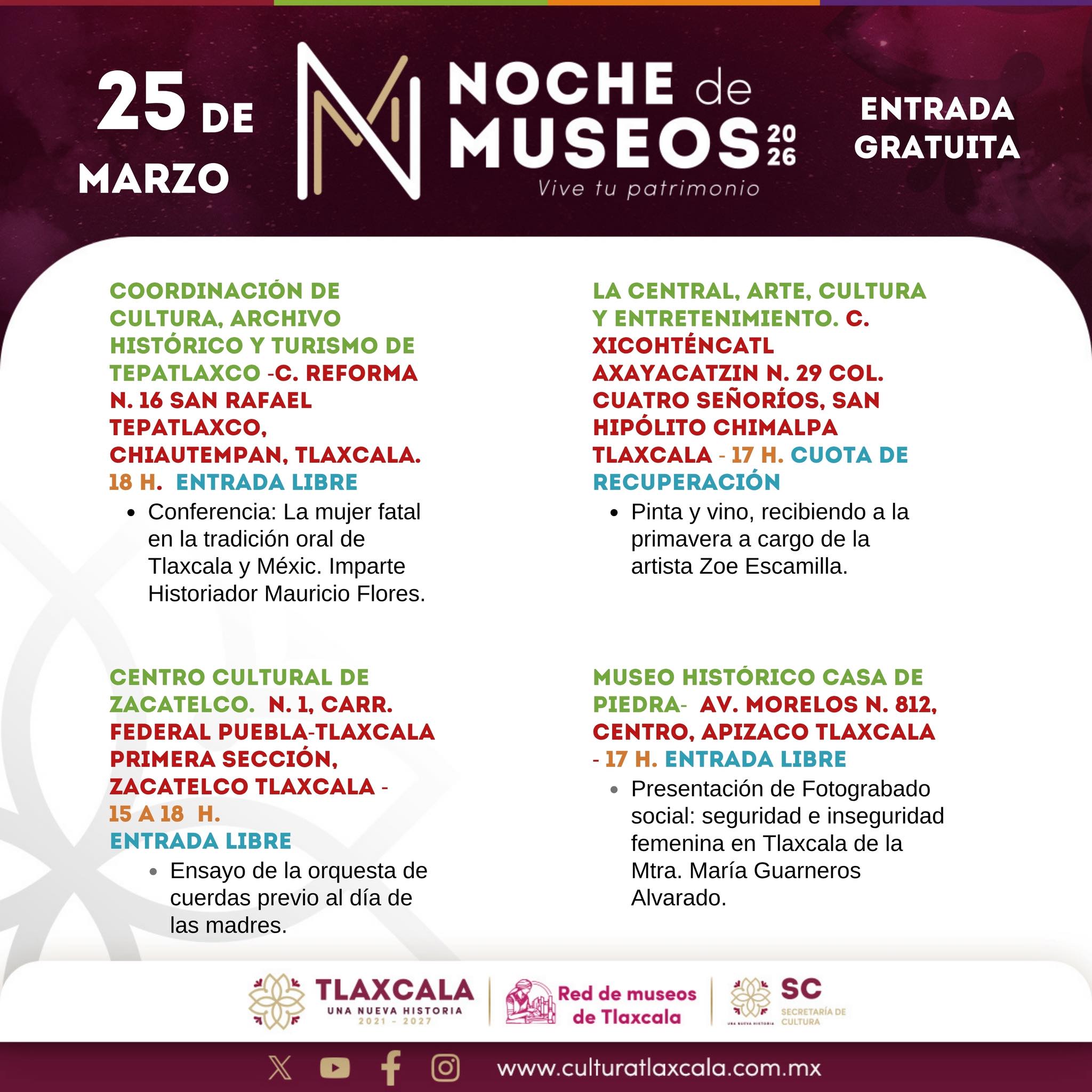 Tlaxcala prepara una nueva edición de Noche de Museos para este marzo 7 657539383 1392872166215194 601671407471391145 n