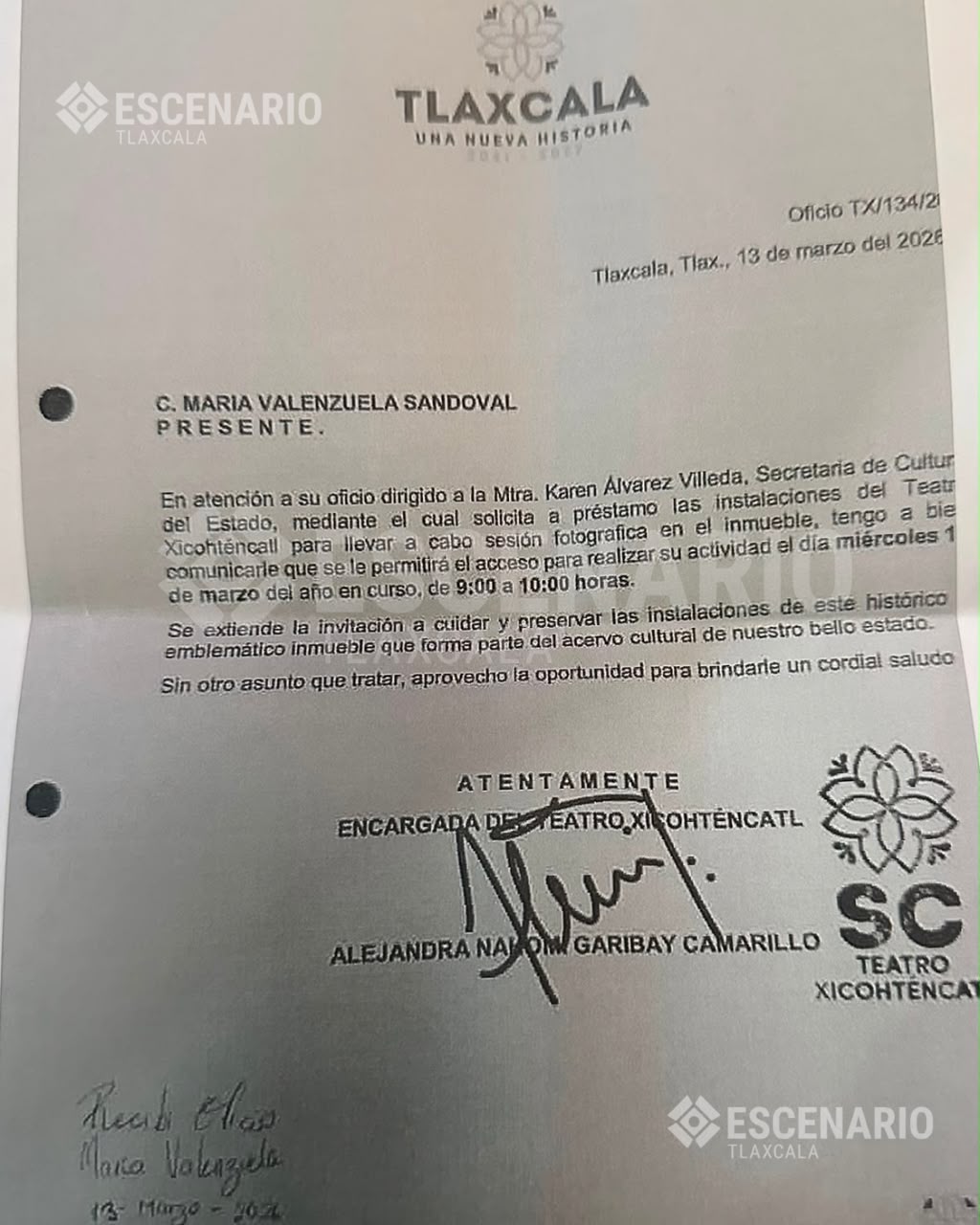 Mediante oficios, Cultura avaló como excepción y sin costo la sesión de Stefano Di Grazia en el Teatro Xicohténcatl.