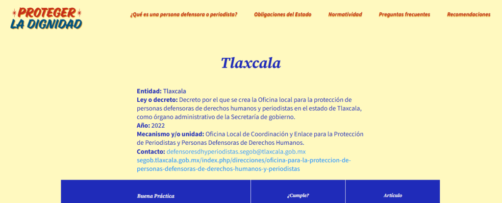 Tlaxcala cumple 7 de 20 criterios para la protección de periodistas y defensores: Espacio OSC